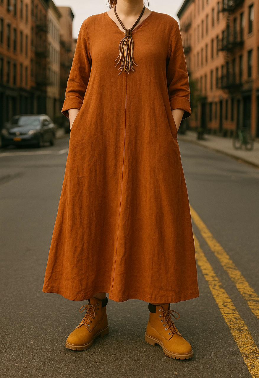 Women's Linen Midi Dress