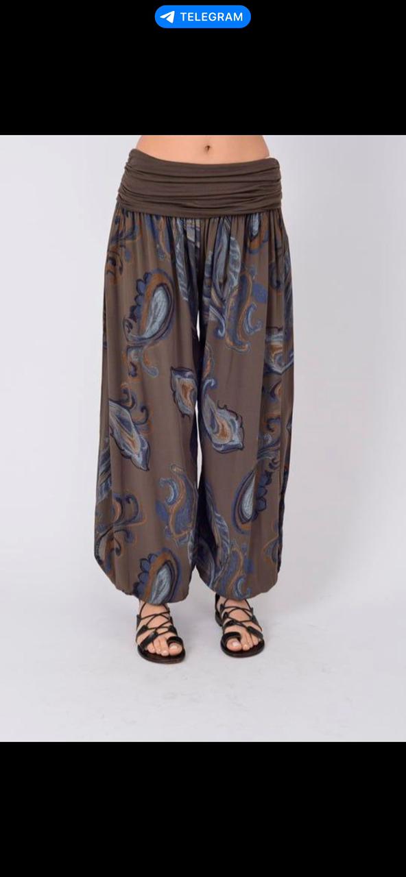 Italian Relaxed Fit Palazzo Pants – Artistic Print