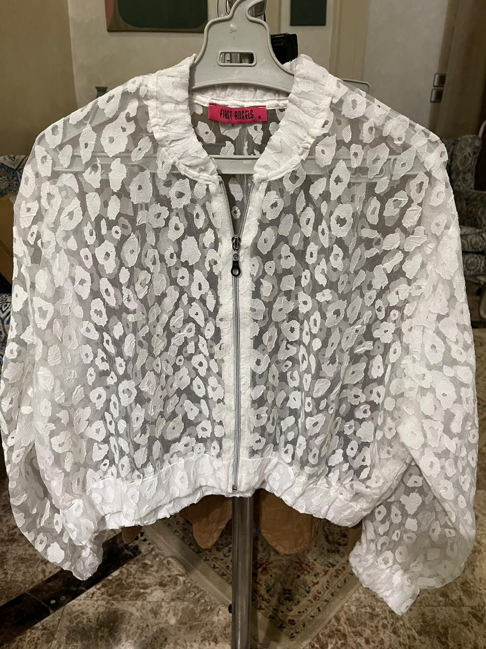 Sheer Cheetah Lace Zip-Up Bomber Jacket ā Black or White | First Angels