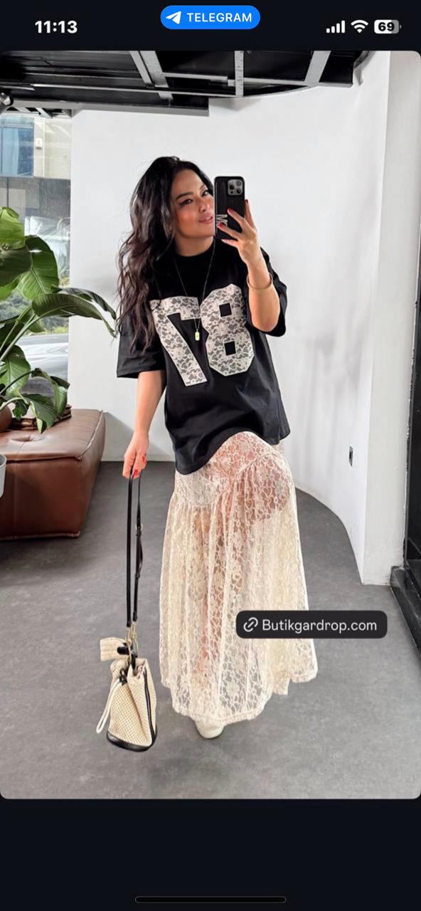 "87" Graphic Tee & Lace Maxi Skirt Set – Chic Urban Romance